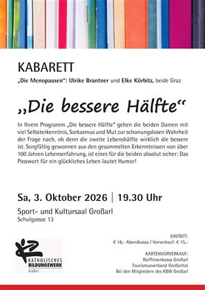 A poster for a cabaret event titled "The Better Half." It contains information about the date, time, and location of the event.