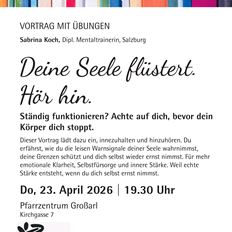 Lecture: “Your soul whispers. Listen.”