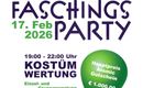 Ein Plakat für die Faschingsparty in der RambalamBar am 17. Februar 2026. Es gibt eine Kostümwertung und die Möglichkeit, einen Hauptpreis von 1.000 Euro zu gewinnen.
