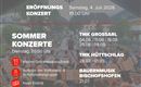 Ein Plakat für die Sommerkonzerte im Musikpavillon Grossarl. Es enthält Informationen zu Terminen, Veranstaltungen und Einträgen sowie einen Hinweis auf einen Getränkestand.