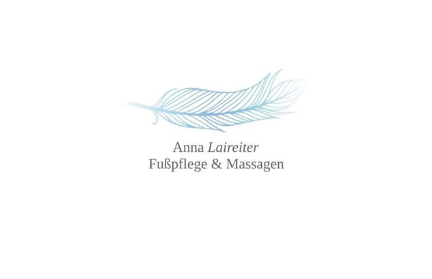 A logo with the name "Anna Laireiter" and the text "Foot Care & Massages". It features a stylized leaf in soft colors.