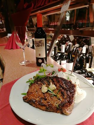 Steak mit Wein
