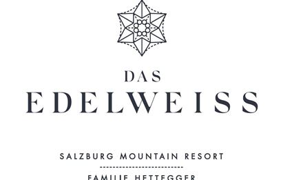 Das Logo von "Das Edelweiss" Salzburg Mountain Resort. Es zeigt eine stilisierte Edelweiß-Blume und den Namen des Resorts.