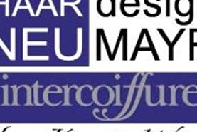 Ein Logo von HAAR design NEU MAYR, das Dienstleistungen in den Bereichen Haare, Kosmetik und Wellness anbietet. Die Schriftzüge sind in verschiedenen Stilen und Farben gestaltet.