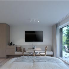 Apartment, separate toilet and shower/bathtub, facing the garden