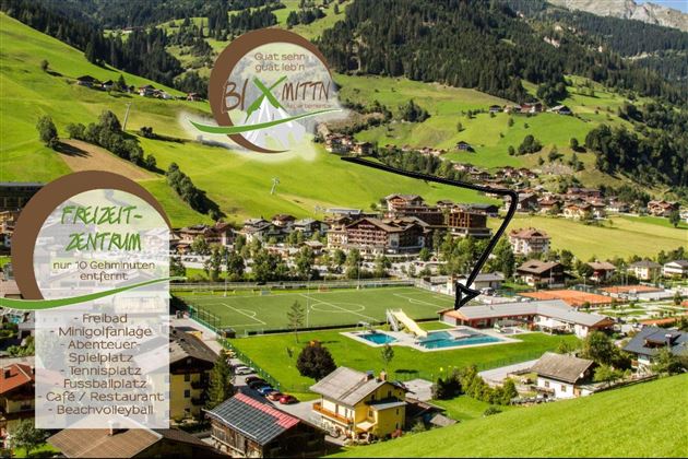 Das Großarler-Freizeitzentrum mit Schwimmbad, Tennisplätze, Beachvolleyballplatz, Gaudi-Spielplatz, Fussballplatz, Minigolf etc. ist nur
wenige Gehminuten von uns entfernt